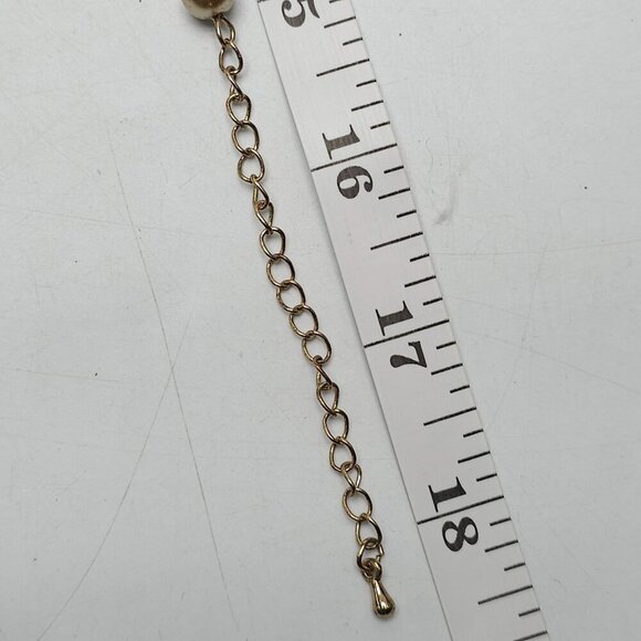 Vintage Heart Pendant Necklace With Faux Pearls Rhinestones Gold Tone Chain - Picture 6 of 6